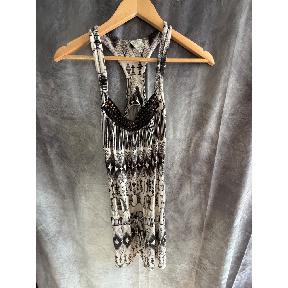 Guess Los Angeles Black White Tribal Print Beaded Crochet Whimsy Goth
S